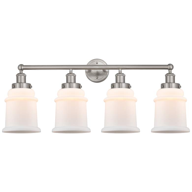 Image 1 Canton 33" 4-Light Brushed Satin Nickel Bath Light w/ Matte White Shad