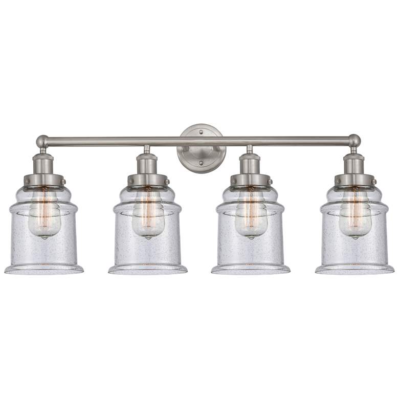 Image 1 Canton 33" 4-Light Brushed Satin Nickel Bath Light w/ Seedy Shade