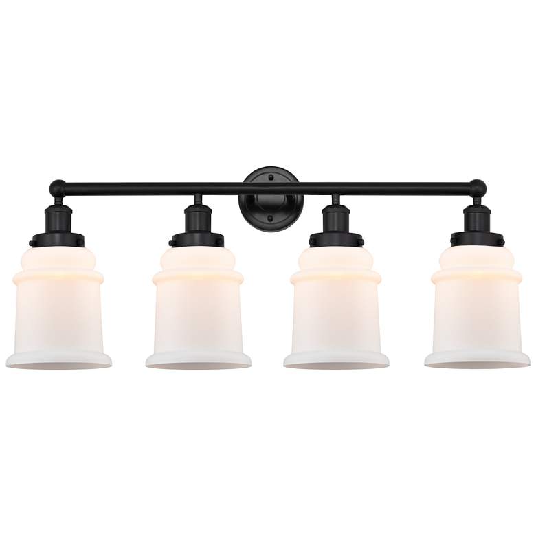 Image 1 Canton 33" 4-Light Matte Black Bath Light w/ Matte White Shade