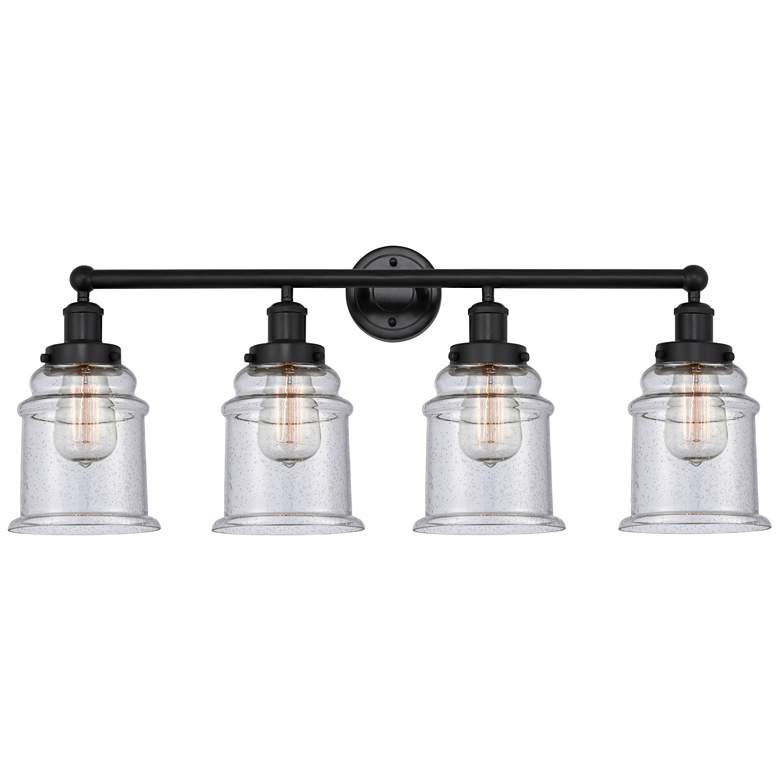 Image 1 Canton 33" 4-Light Matte Black Bath Light w/ Seedy Shade