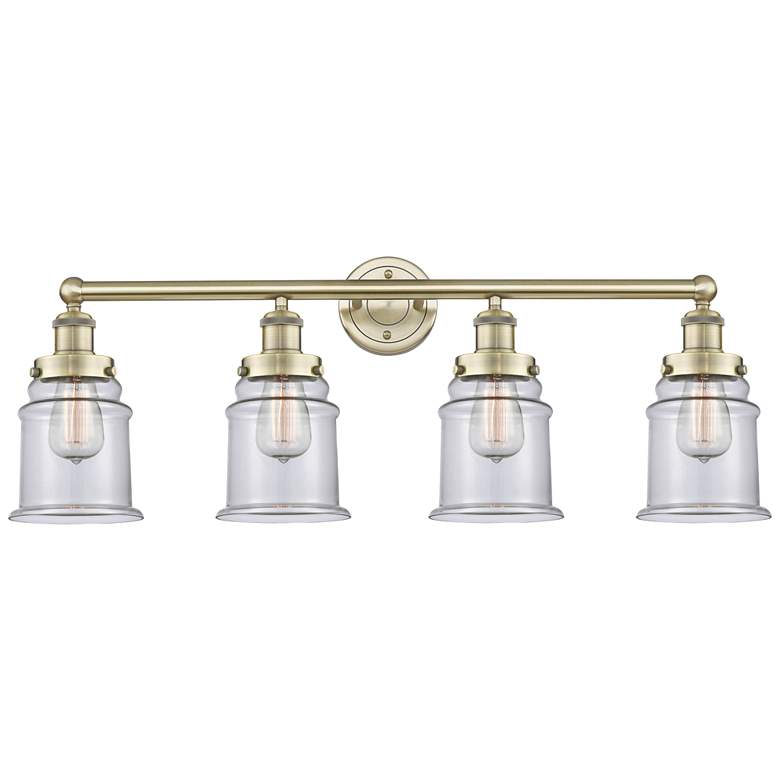 Image 1 Canton 33" Wide 4 Light Antique Brass Bath Vanity Light With Clear Sha