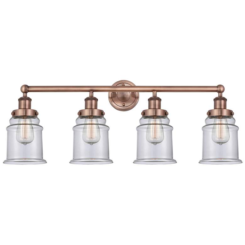 Image 1 Canton 33" Wide 4 Light Antique Copper Bath Vanity Light With Clear Sh