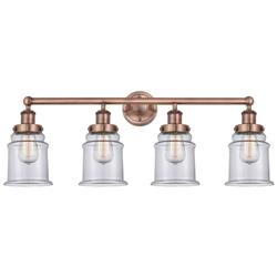 Canton 33" Wide 4 Light Antique Copper Bath Vanity Light With Clear Sh