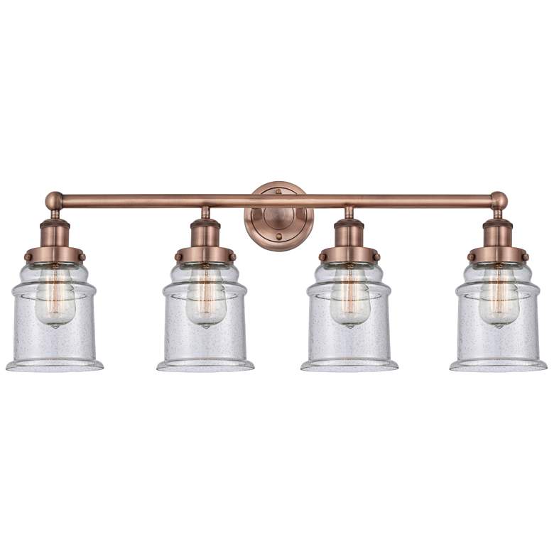 Image 1 Canton 33" Wide 4 Light Antique Copper Bath Vanity Light With Seedy Sh