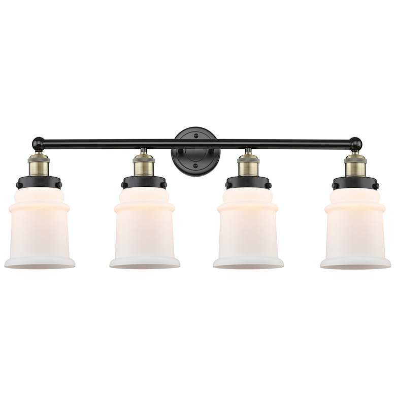 Image 1 Canton 33" Wide 4 Light Black Brass Bath Vanity Light w/ Matte White S
