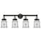 Canton 33" Wide 4 Light Black Brass Bath Vanity Light With Clear Shade