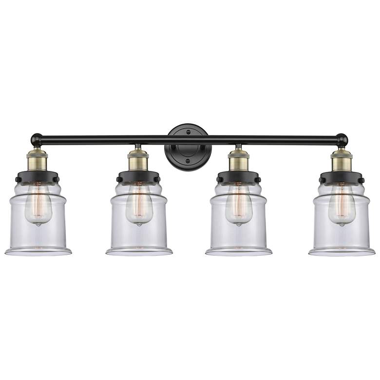 Image 1 Canton 33 inch Wide 4 Light Black Brass Bath Vanity Light With Clear Shade