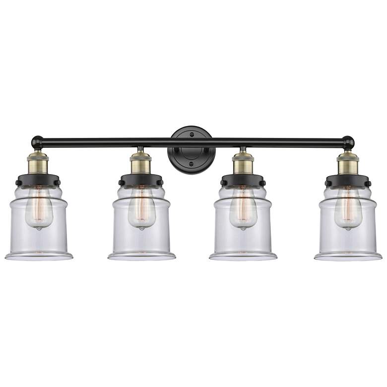 Image 1 Canton 33" Wide 4 Light Black Brass Bath Vanity Light With Clear Shade