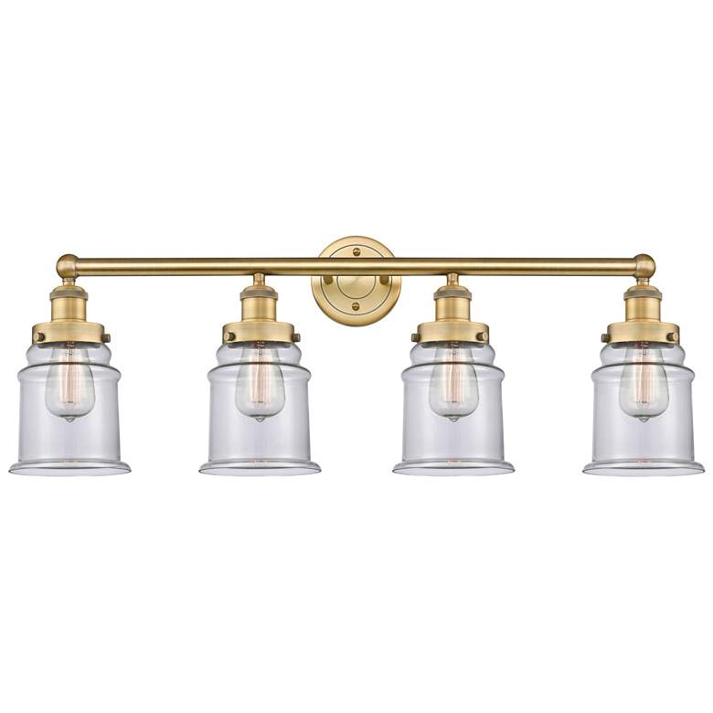 Image 1 Canton 33" Wide 4 Light Brushed Brass Bath Vanity Light With Clear Sha