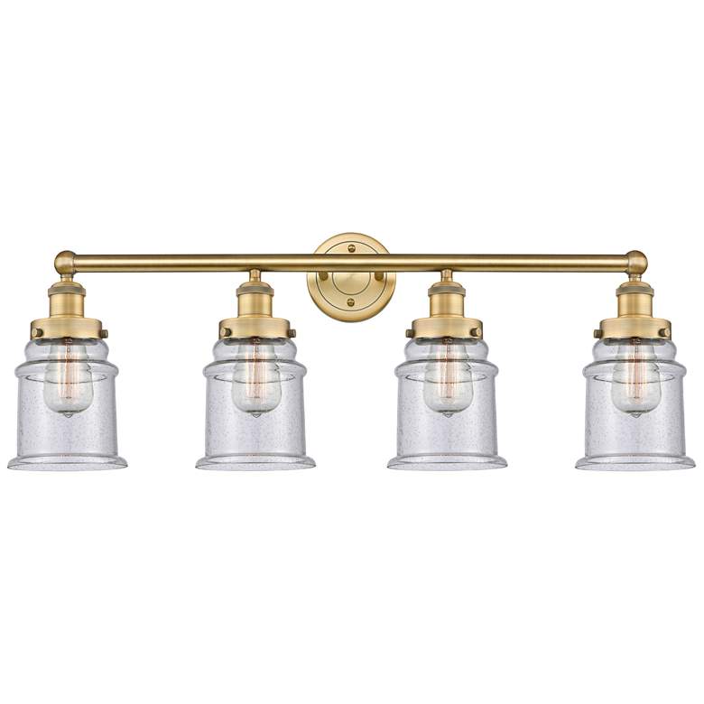 Image 1 Canton 33" Wide 4 Light Brushed Brass Bath Vanity Light With Seedy Sha