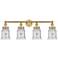 Canton 33" Wide 4 Light Brushed Brass Bath Vanity Light With Seedy Sha