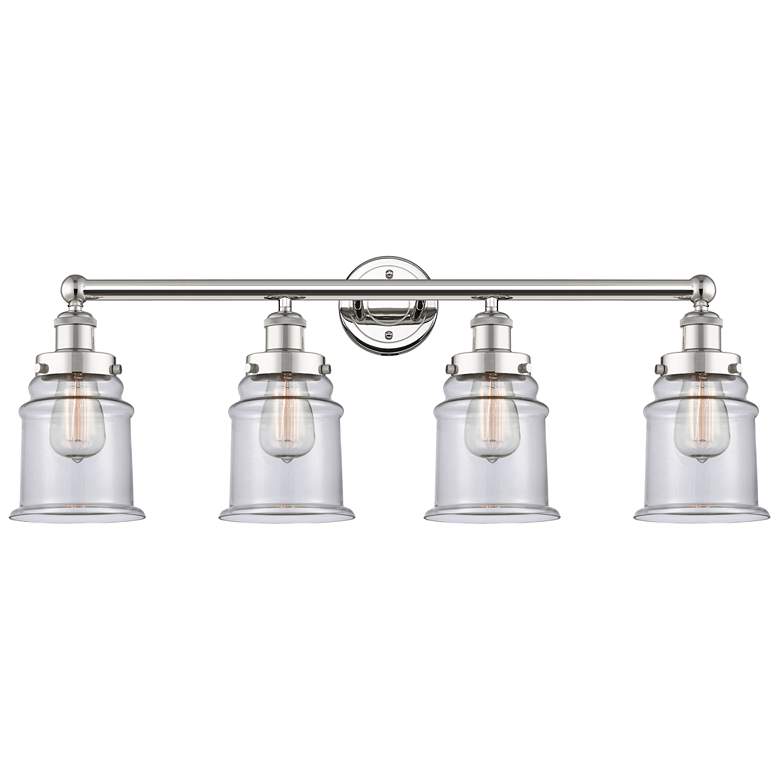 Image 1 Canton 33" Wide 4 Light Polished Nickel Bath Vanity Light With Clear S