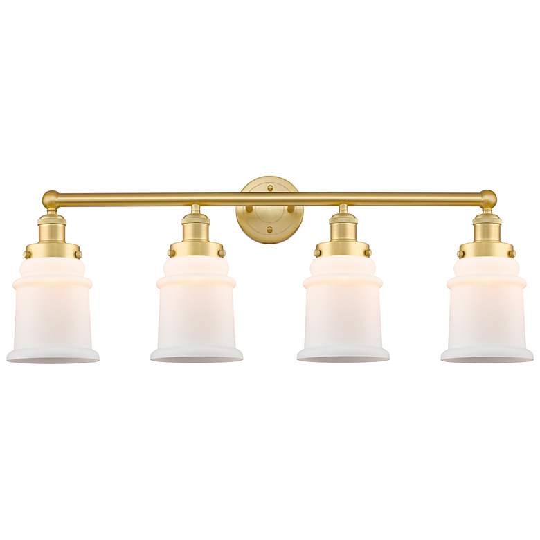 Image 1 Canton 33" Wide 4 Light Satin Gold Bath Vanity Light With Matte White