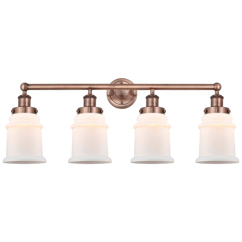 Image 1 Canton 33"W 4 Light Antique Copper Bath Vanity Light With Matte White
