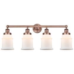 Canton 33"W 4 Light Antique Copper Bath Vanity Light With Matte White