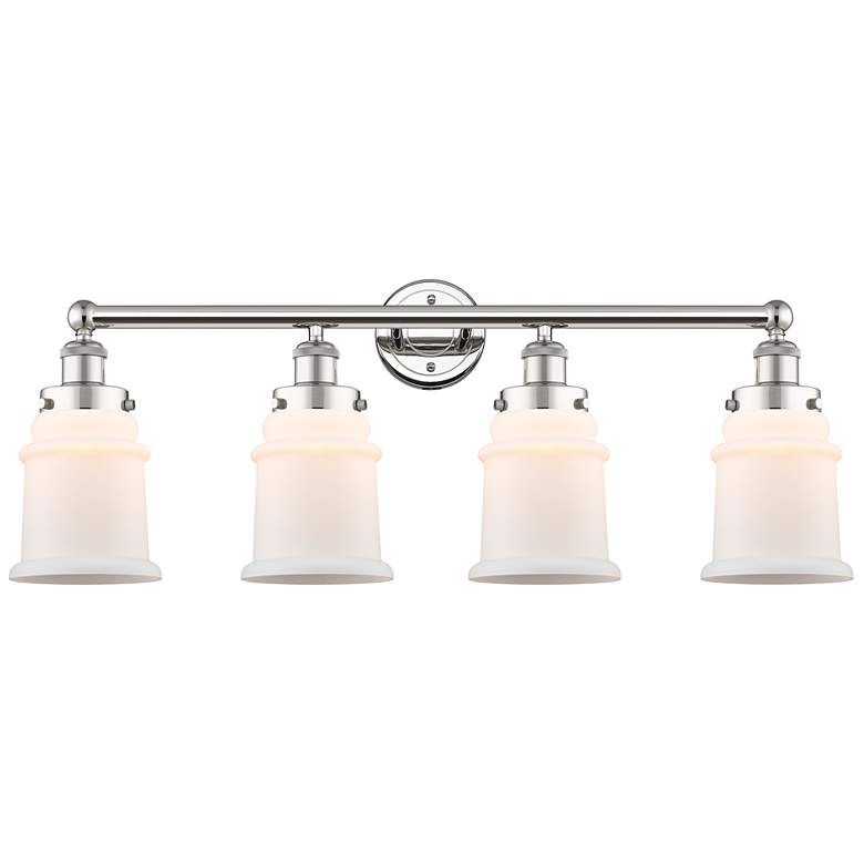 Image 1 Canton 33"W 4 Light Polished Nickel Bath Vanity Light With White Shade