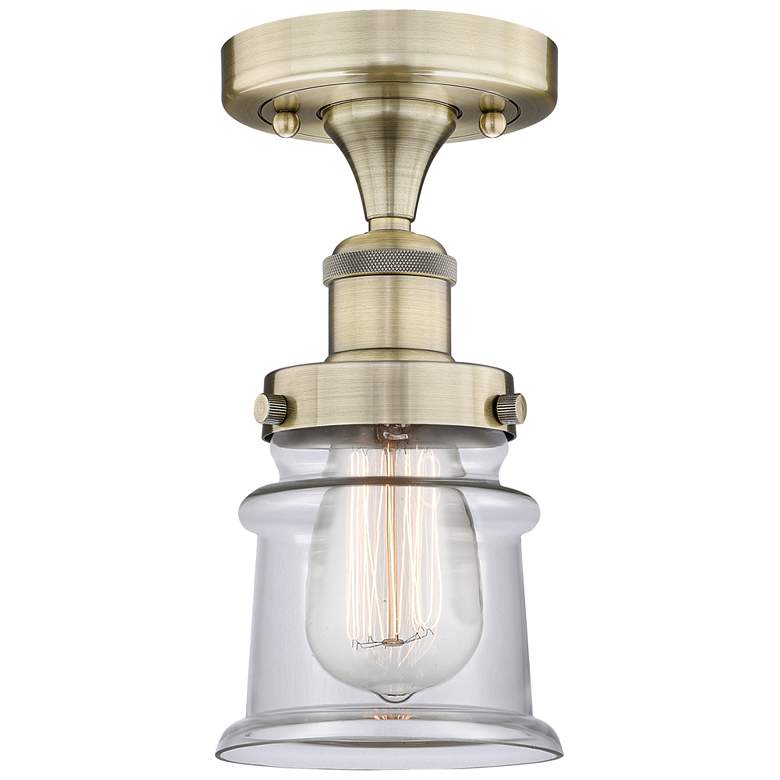 Image 1 Canton 5.25" Wide Antique Brass Semi.Flush Mount With Clear Glass Shad