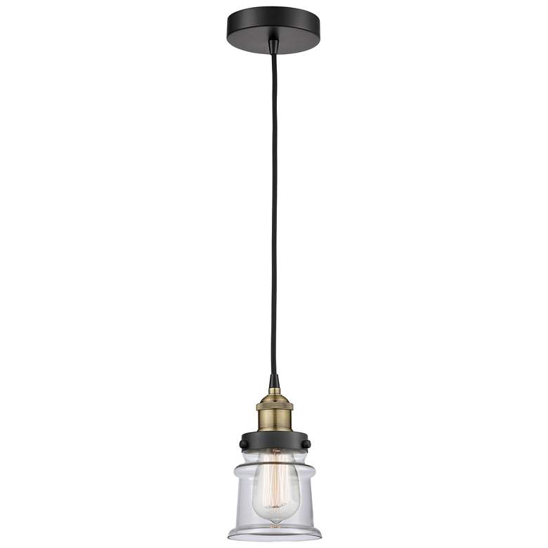 Image 1 Canton 5.25" Wide Black Brass Corded Mini Pendant With Clear Shade