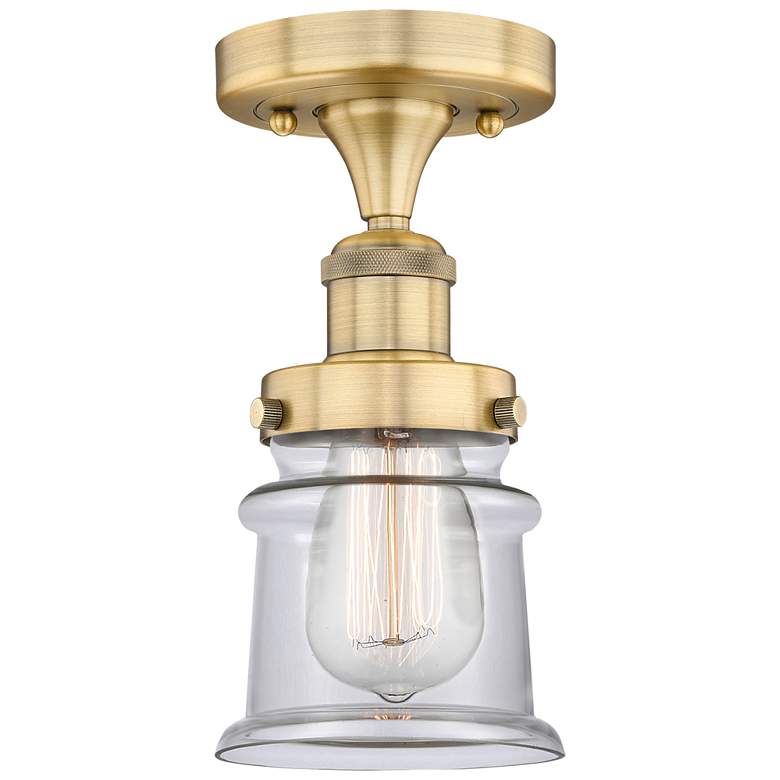 Image 1 Canton 5.25" Wide Brushed Brass Semi.Flush Mount With Clear Glass Shad