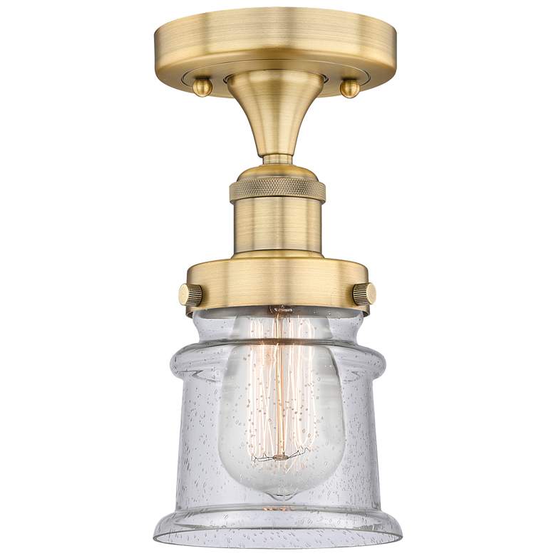 Image 1 Canton 5.25" Wide Brushed Brass Semi.Flush Mount With Seedy Glass Shad