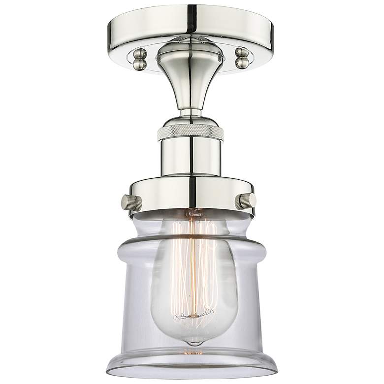 Image 1 Canton 5.25" Wide Polished Nickel Semi.Flush Mount With Clear Glass Sh