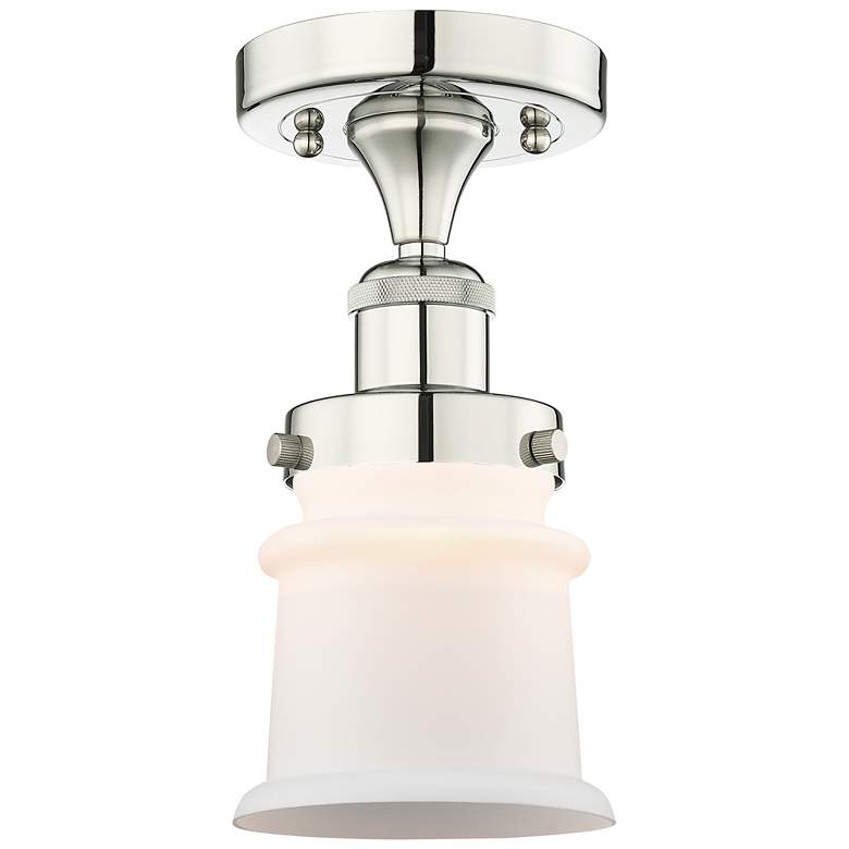 Image 1 Canton 5.25"W Polished Nickel Semi.Flush Mount With Matte White Glass