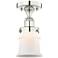 Canton 5.25"W Polished Nickel Semi.Flush Mount With Matte White Glass