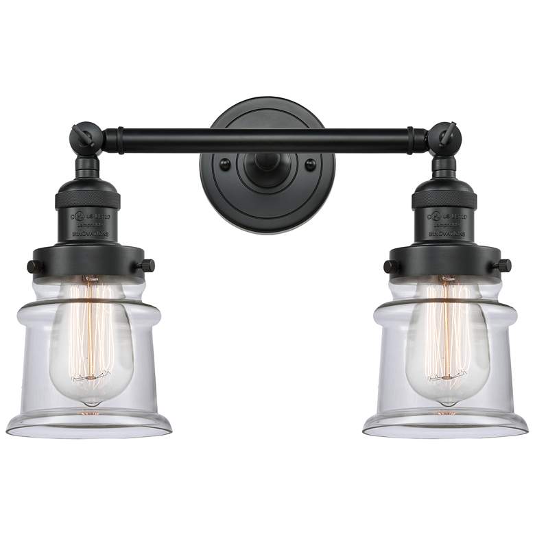 Image 1 Canton 5" 2 Light 17" LED Bath Light - Matte Black - Clear Shade