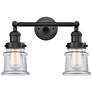 Canton 5" 2 Light 17" LED Bath Light - Matte Black - Clear Shade
