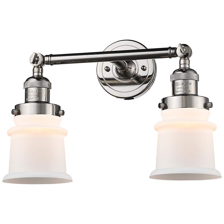 Image 1 Canton 5" 2 Light 17" LED Bath Light - Polished Nickel - Matte Wh