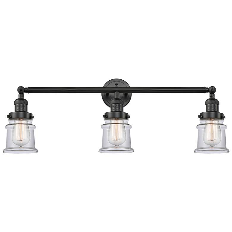 Image 1 Canton 5" 3 Light 30" LED Bath Light - Matte Black - Clear Shade