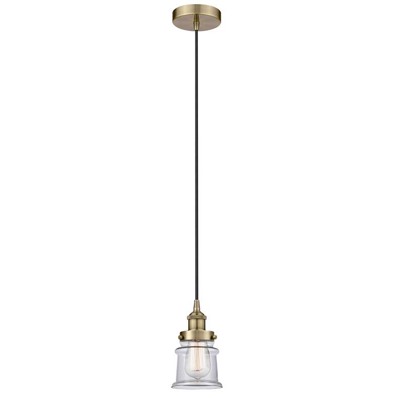 Image 1 Canton 5" Antique Brass Mini Pendant w/ Clear Shade
