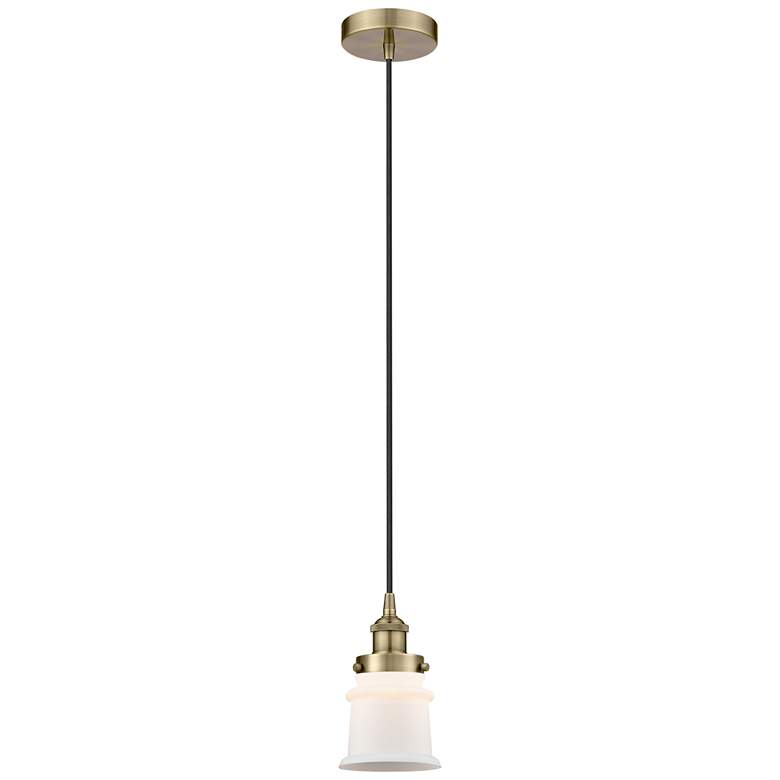Image 1 Canton 5" Antique Brass Mini Pendant w/ Matte White Shade