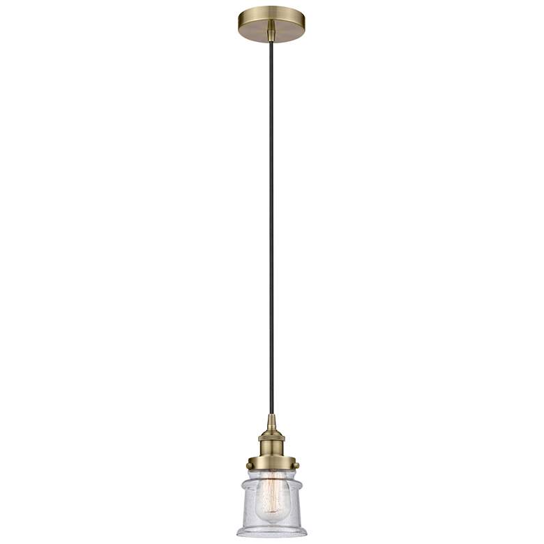 Image 1 Canton 5" Antique Brass Mini Pendant w/ Seedy Shade