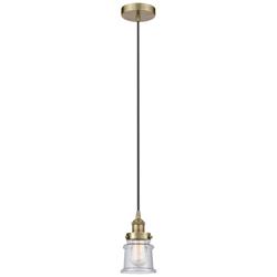 Canton 5" Antique Brass Mini Pendant w/ Seedy Shade