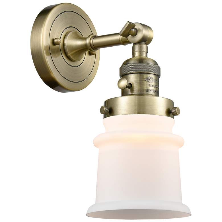 Image 1 Canton 5" Antique Brass Sconce w/ Matte White Shade
