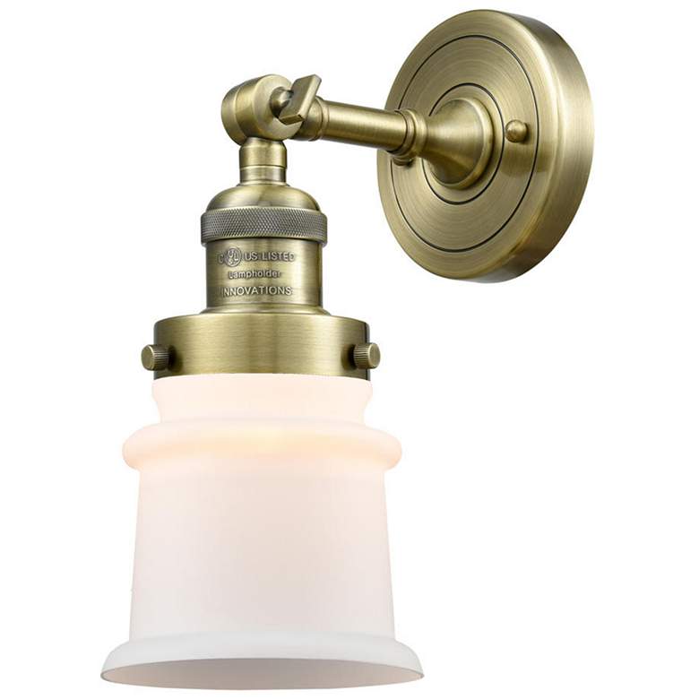 Image 1 Canton 5" Antique Brass Sconce w/ Matte White Shade