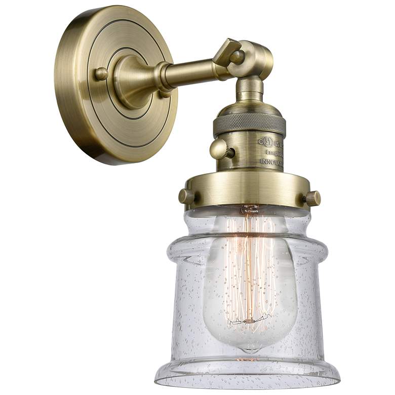 Image 1 Canton 5" Antique Brass Sconce w/ Seedy Shade