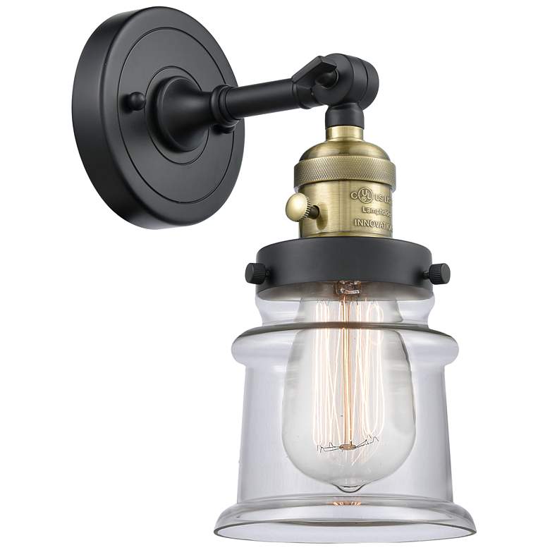 Image 1 Canton 5" Black Antique Brass Sconce w/ Clear Shade