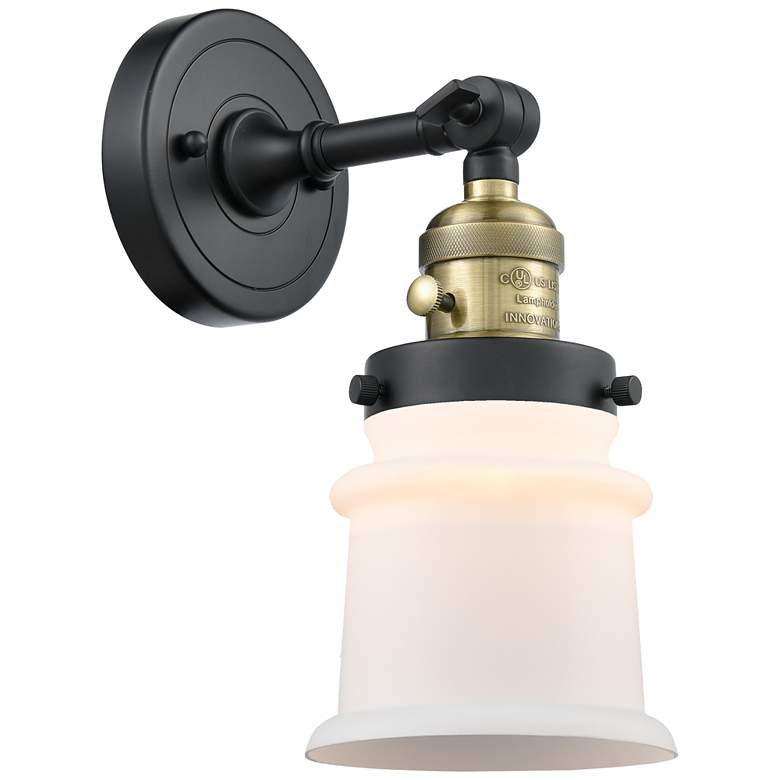 Image 1 Canton 5" Black Antique Brass Sconce w/ Matte White Shade