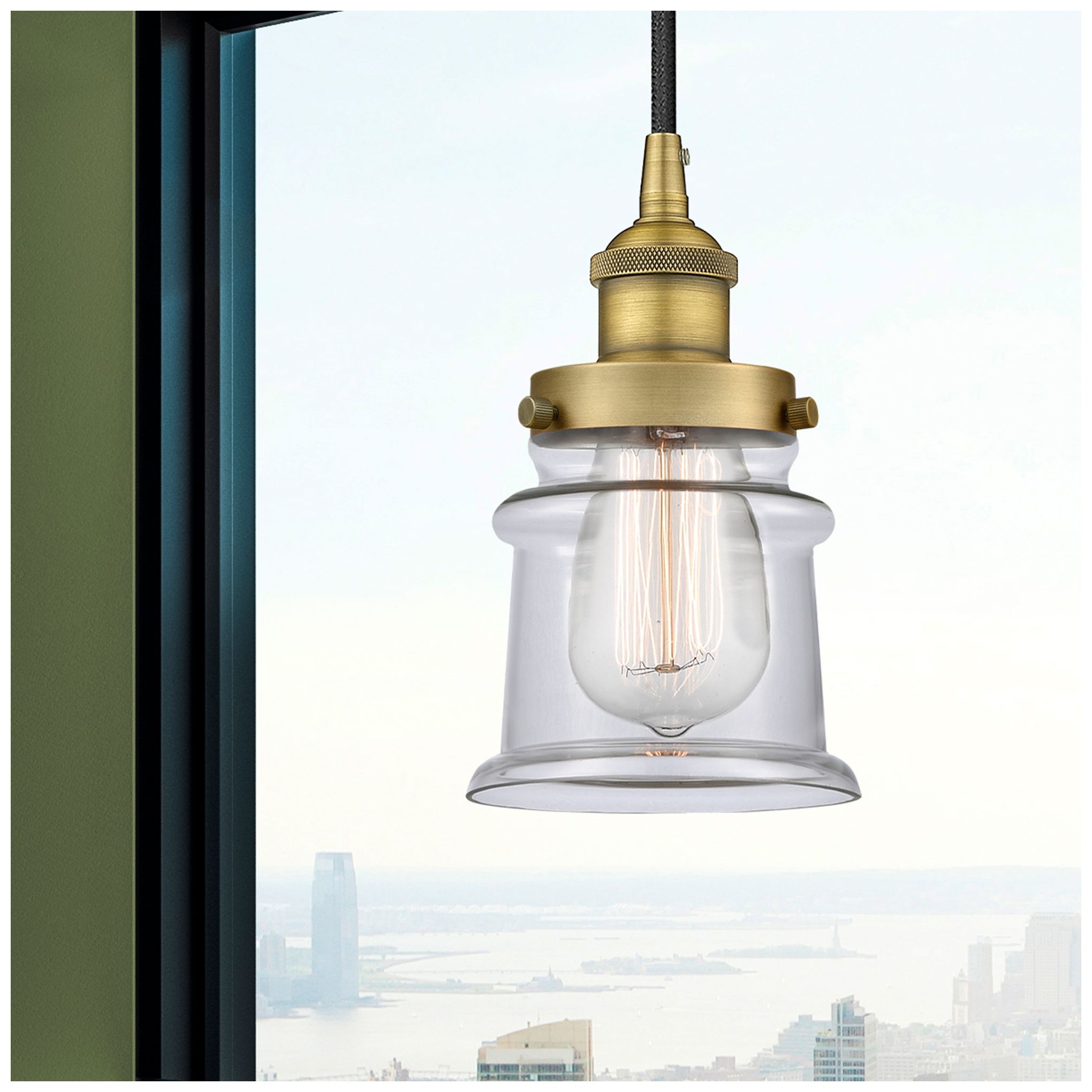 Image 2 Canton 5" Brushed Brass Mini Pendant w/ Clear Shade more views