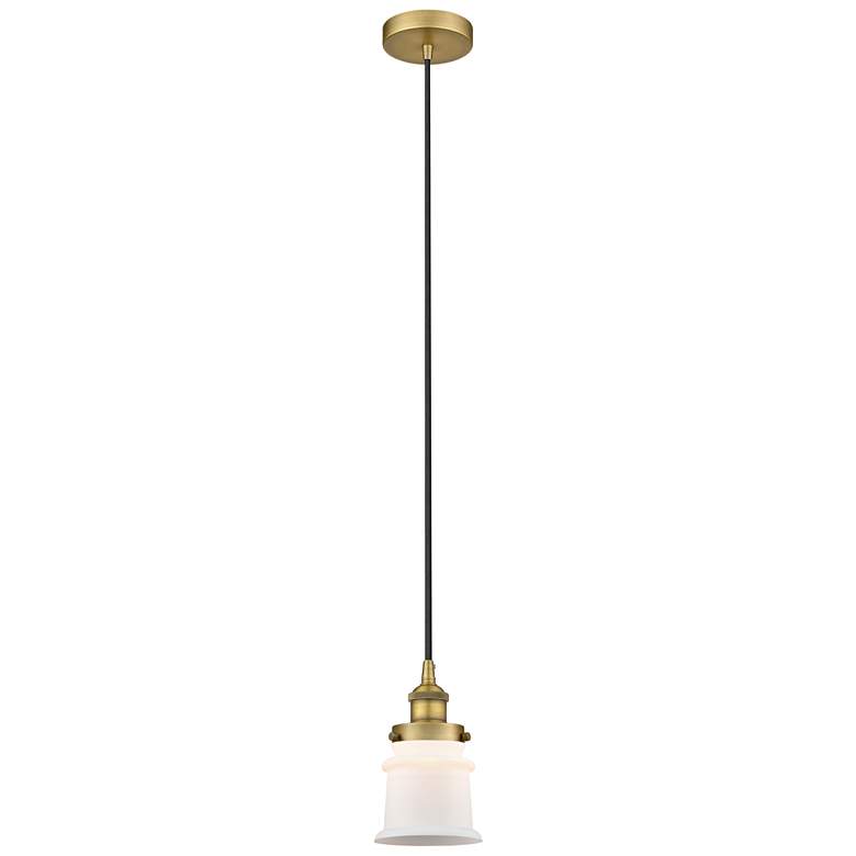 Image 1 Canton 5" Brushed Brass Mini Pendant w/ Matte White Shade