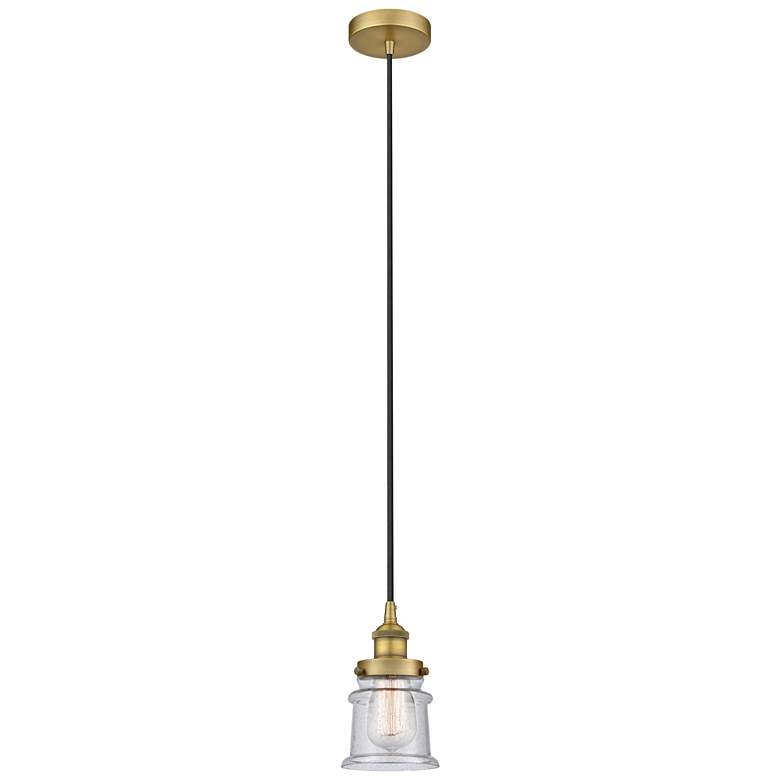 Image 1 Canton 5" Brushed Brass Mini Pendant w/ Seedy Shade