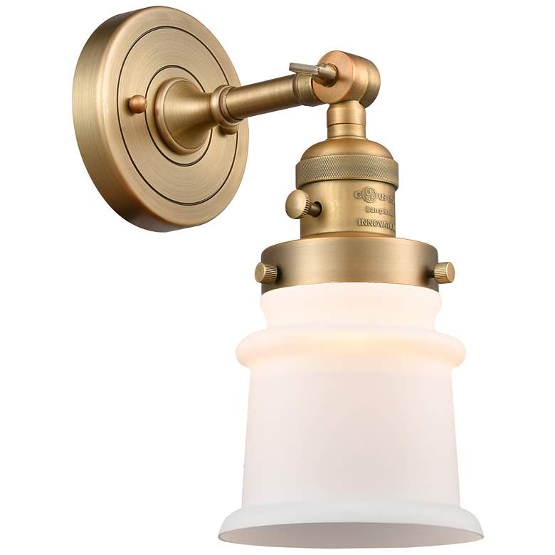 Image 1 Canton 5" Brushed Brass Sconce w/ Matte White Shade