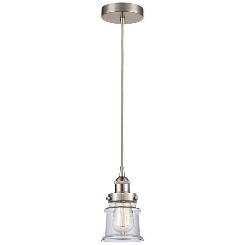 Image 1 Canton 5" Brushed Satin Nickel Mini Pendant w/ Clear Shade