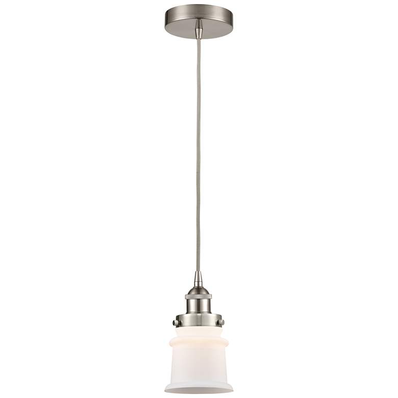 Image 1 Canton 5" Brushed Satin Nickel Mini Pendant w/ Matte White Shade