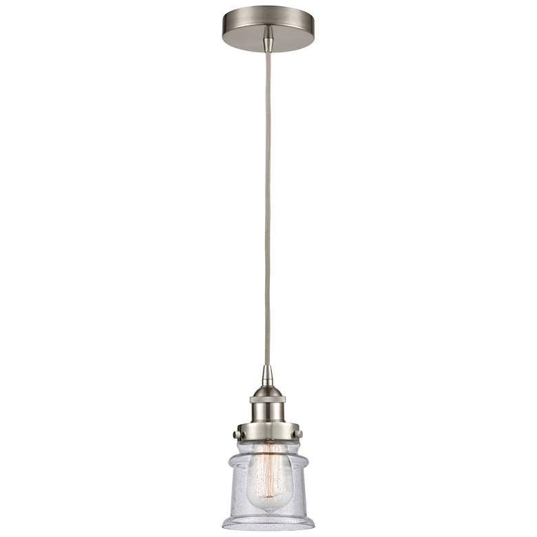 Image 1 Canton 5" Brushed Satin Nickel Mini Pendant w/ Seedy Shade