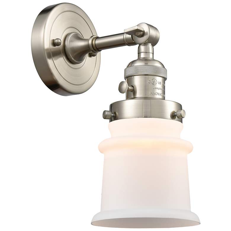 Image 1 Canton 5" Brushed Satin Nickel Sconce w/ Matte White Shade