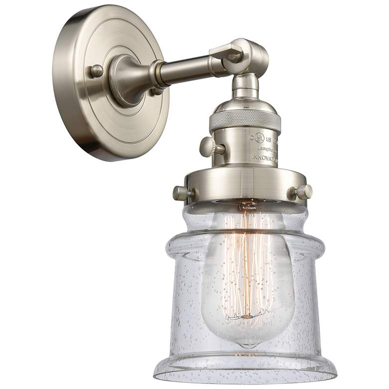 Image 1 Canton 5" Brushed Satin Nickel Sconce w/ Seedy Shade
