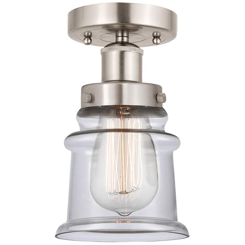 Image 1 Canton 5" Brushed Satin Nickel Semi Flush Mount w/ Clear Shade